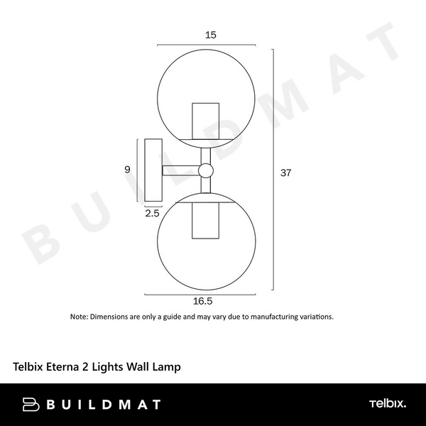 Telbix Eterna 2 Lights Wall Lamp Black Clear