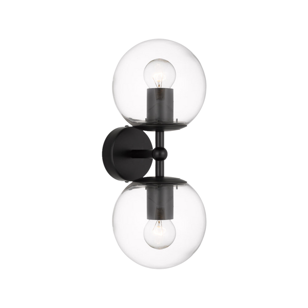 Telbix Eterna 2 Lights Wall Lamp Black Clear