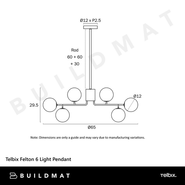 Telbix Felton 6 Light Pendant Antique Gold Frost Tear