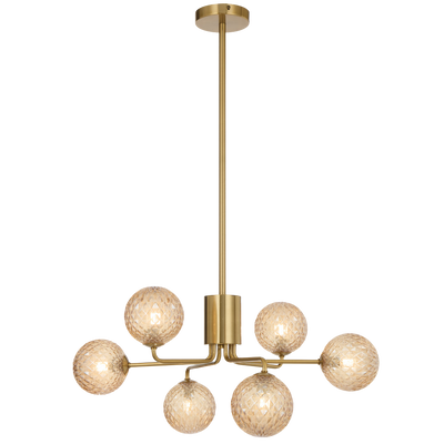 Telbix Felton 6 Light Pendant Antique Gold Amber Tear