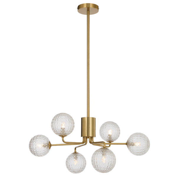 Telbix Felton 6 Light Pendant Antique Gold Clear Prism