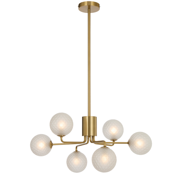 Telbix Felton 6 Light Pendant Antique Gold Frost Tear