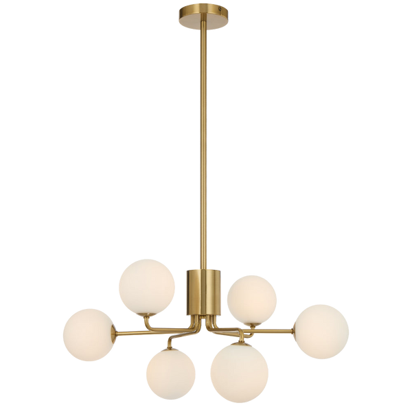 Telbix Felton 6 Light Pendant Antique Gold Opal Matt
