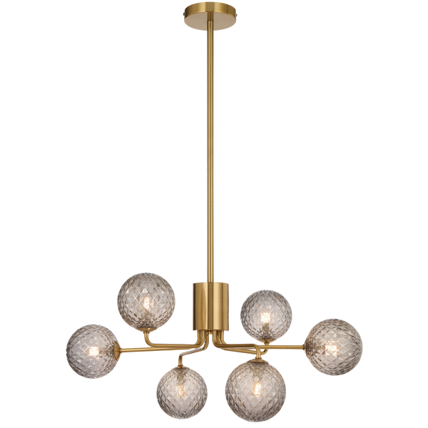 Telbix Felton 6 Light Pendant Antique Gold Smoke Tear