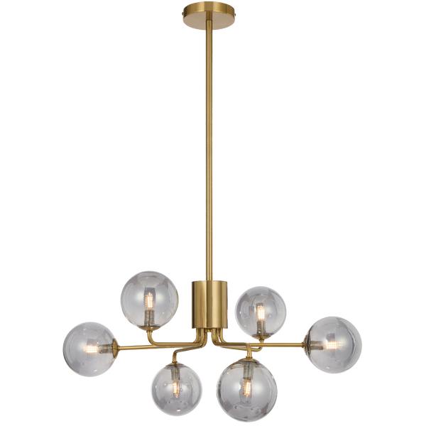 Telbix Felton 6 Light Pendant Antique Gold Smoke