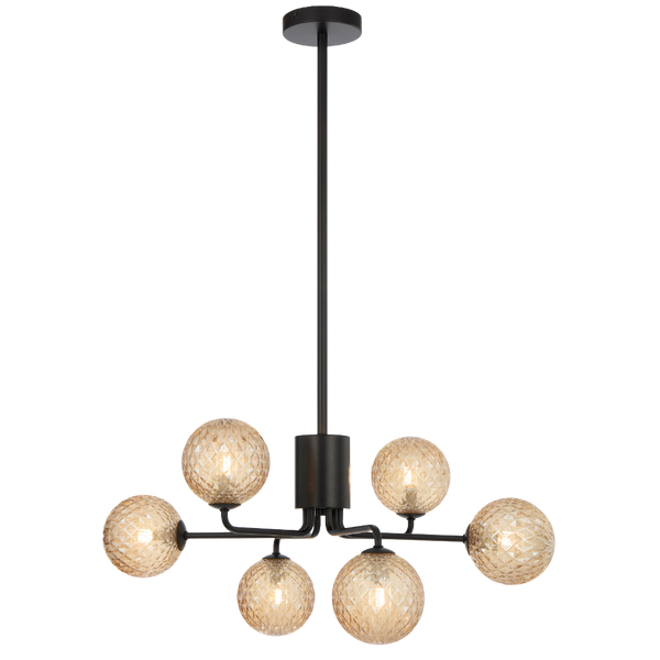 Telbix Felton 6 Light Pendant Black Amber Tear