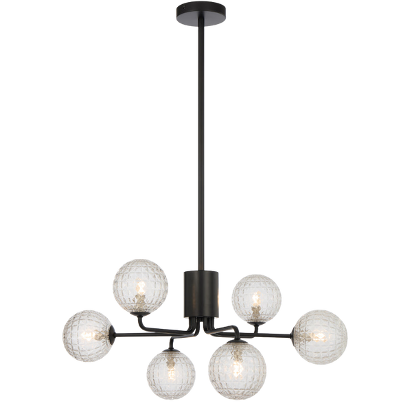 Telbix Felton 6 Light Pendant Black Clear Prism