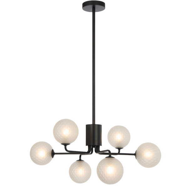Telbix Felton 6 Light Pendant Black Frost Tear