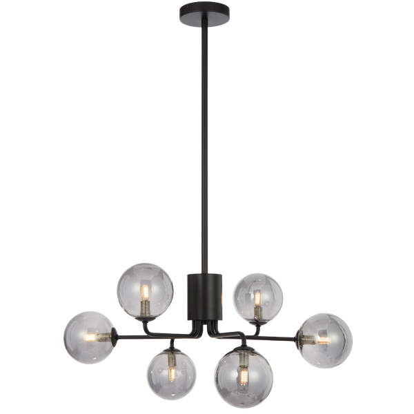 Telbix Felton 6 Light Pendant Black Smoke