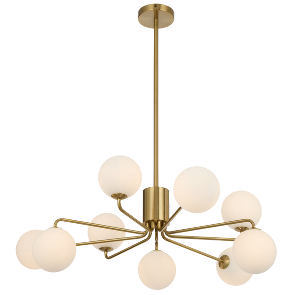 Telbix Felton 9 Light Pendant Antique Gold Opal Matt