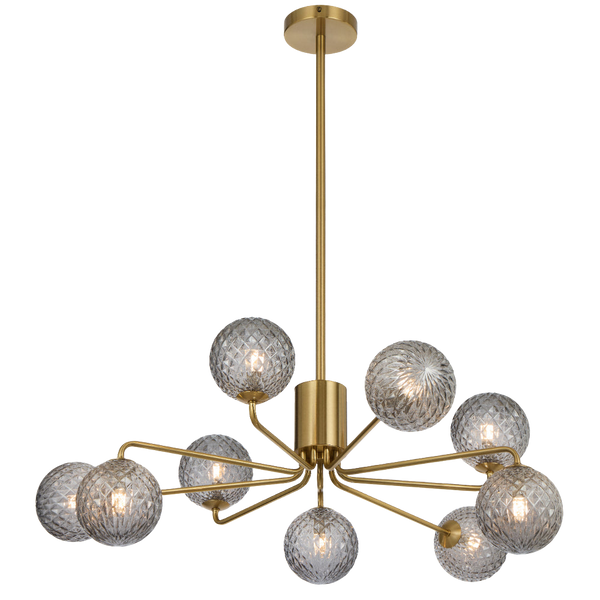 Telbix Felton 9 Light Pendant Antique Gold Smoke Tear