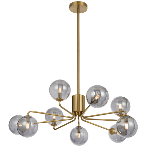 Telbix Felton 9 Light Pendant Antique Gold Smoke