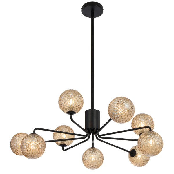Telbix Felton 9 Light Pendant Black Amber Tear