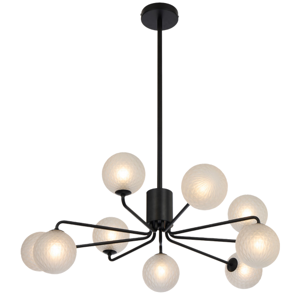 Telbix Felton 9 Light Pendant Black Frost Tear