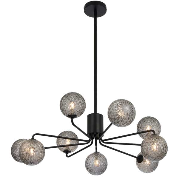 Telbix Felton 9 Light Pendant Black Smoke Tear
