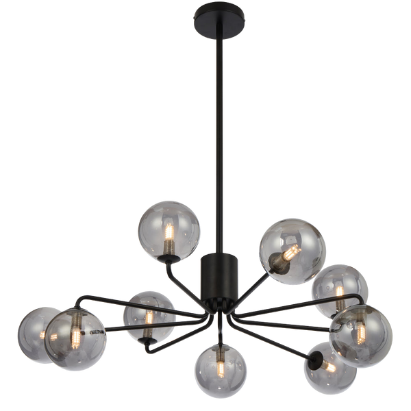 Telbix Felton 9 Light Pendant Black Smoke