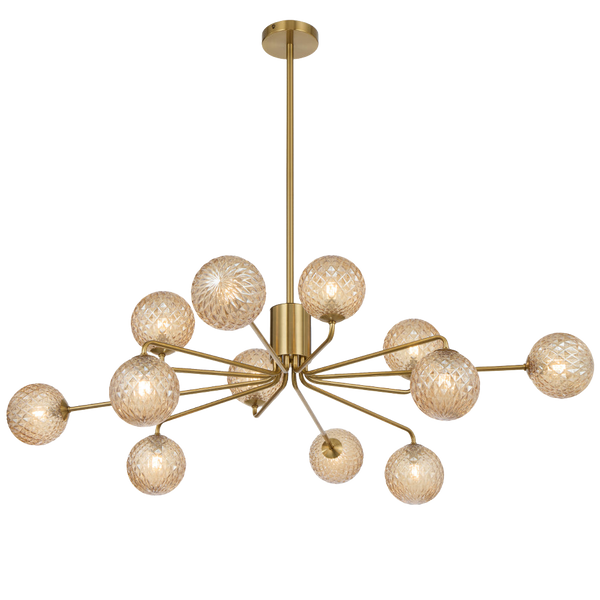 Telbix Felton 12 Light Pendant Antique Gold Amber Tear