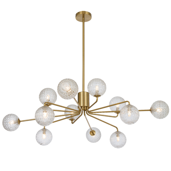 Telbix Felton 12 Light Pendant Antique Gold Clear Prism