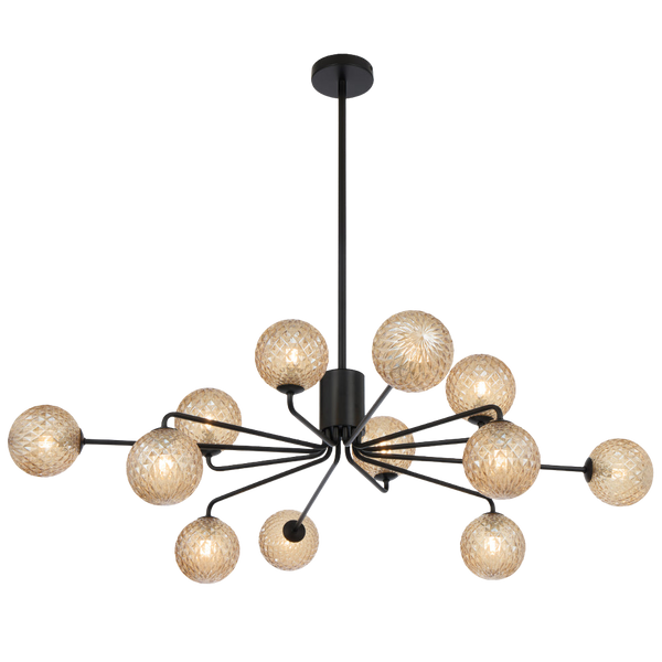 Telbix Felton 12 Light Pendant Black Amber Tear