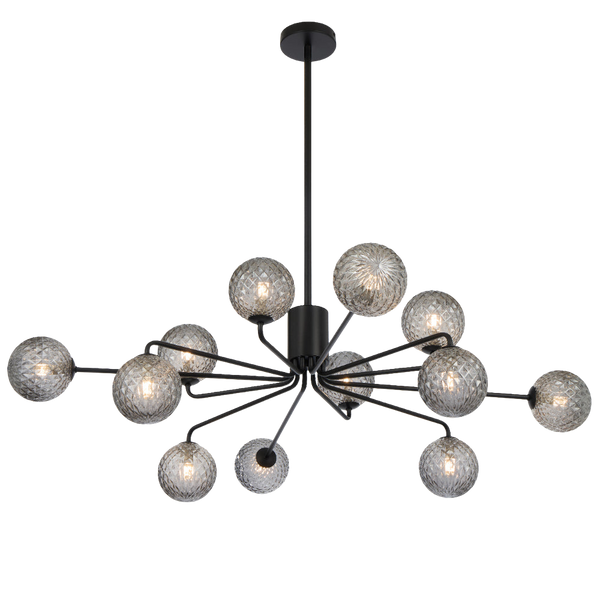 Telbix Felton 12 Light Pendant Black Smoke Tear