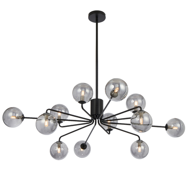 Telbix Felton 12 Light Pendant Black Smoke