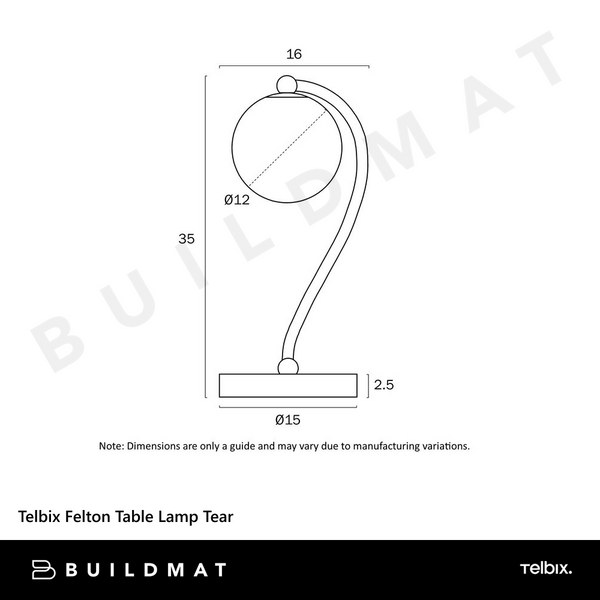 Telbix Felton Table Lamp Black Marble Frost Tear