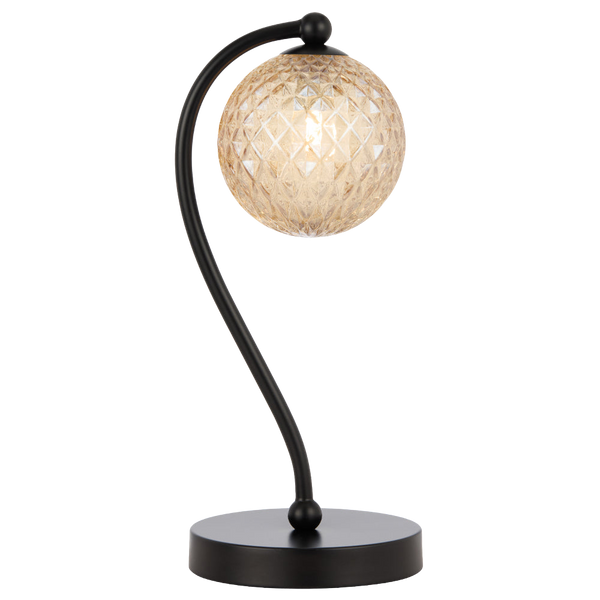 Telbix Felton Table Lamp Black Amber Tear