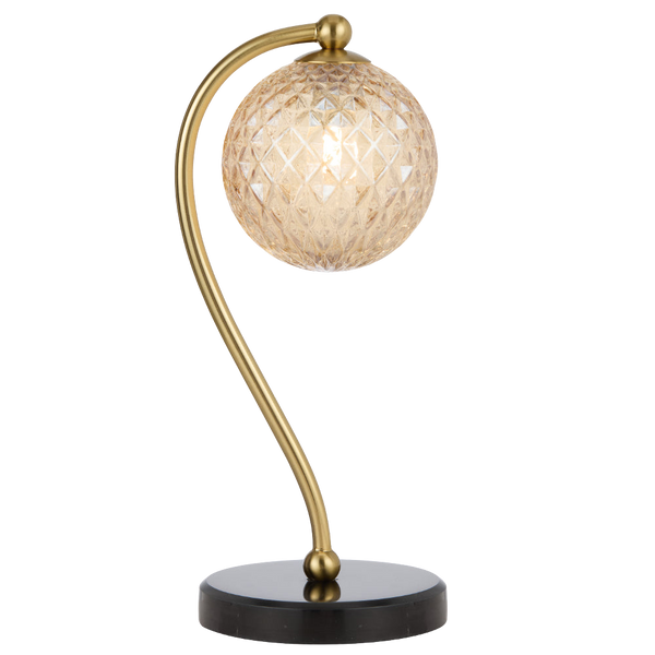 Telbix Felton Table Lamp Black Marble Amber Tear