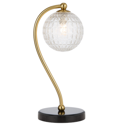Telbix Felton Table Lamp Black Marble Clear Prism