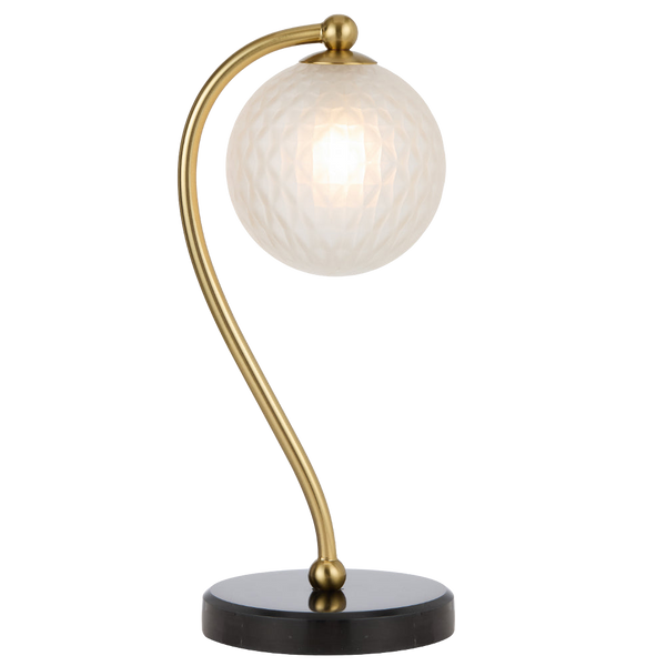 Telbix Felton Table Lamp Black Marble Frost Tear