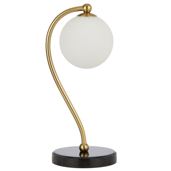 Telbix Felton Table Lamp Black Marble Opal Matt