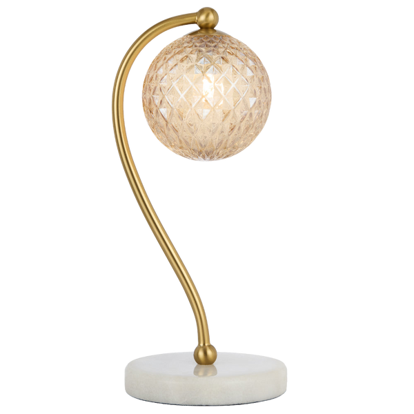 Telbix Felton Table Lamp White Marble Amber Tear