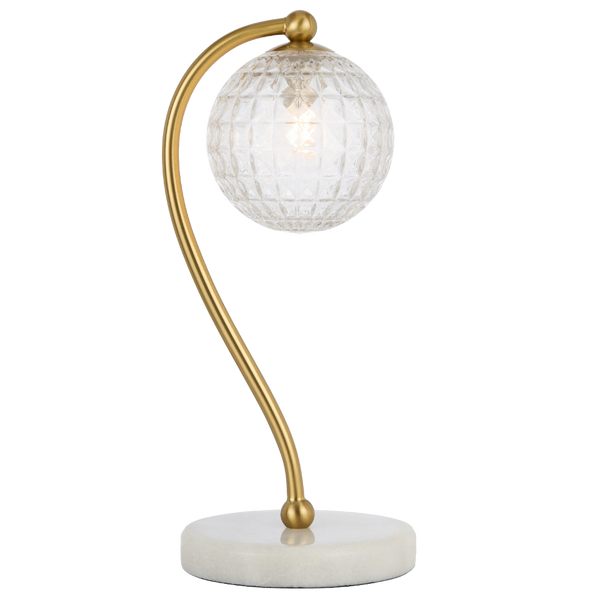 Telbix Felton Table Lamp White Marble Clear Prism