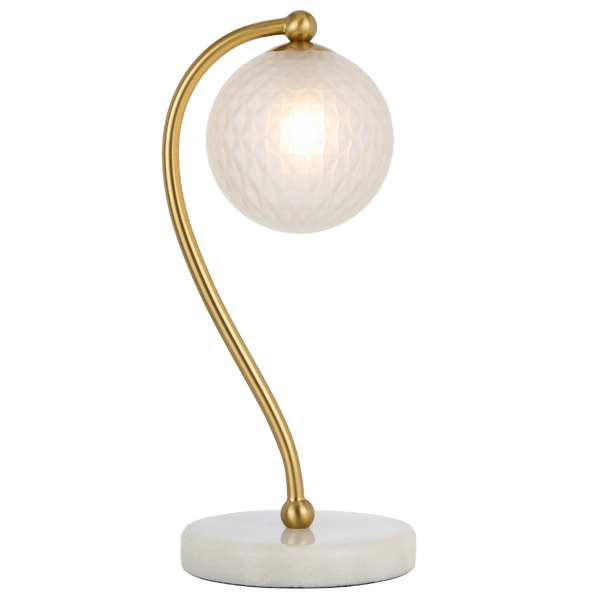 Telbix Felton Table Lamp White Marble Frost Tear