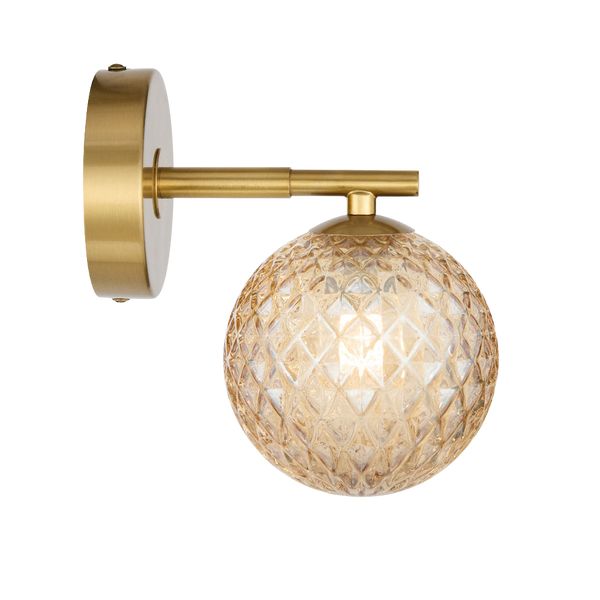 Telbix Felton 1 Light Wall Light Antique Gold Amber Tear