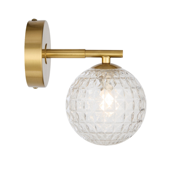 Telbix Felton 1 Light Wall Light Antique Gold Clear Prism