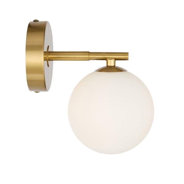 Telbix Felton 1 Light Wall Light Antique Gold Opal Matt