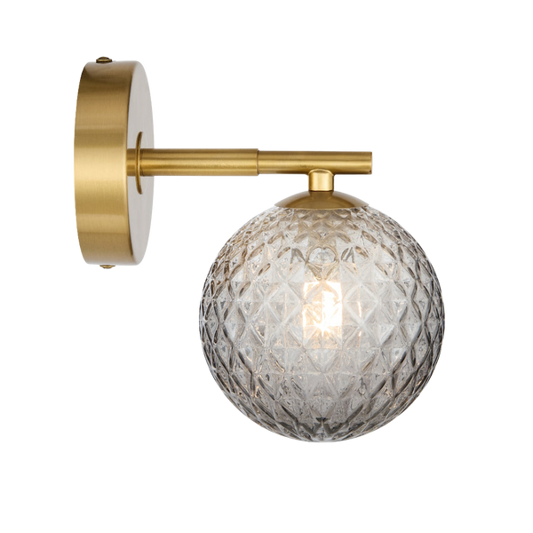 Telbix Felton 1 Light Wall Light Antique Gold Smoke Tear