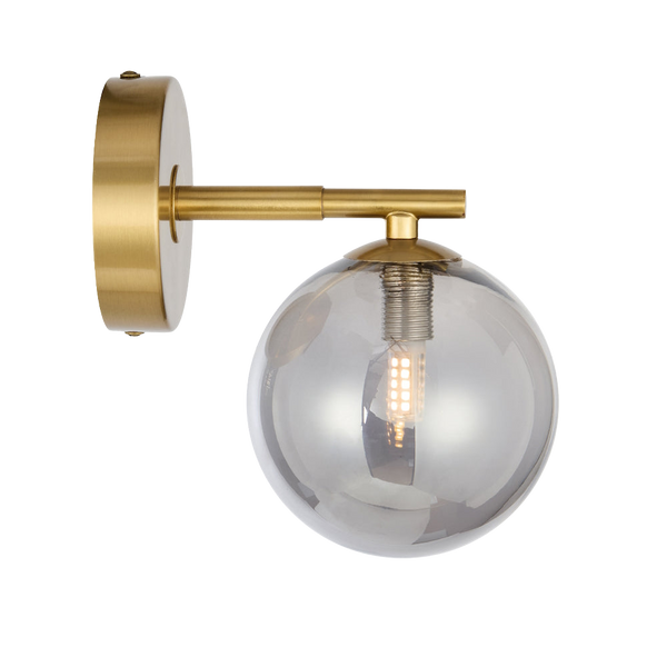 Telbix Felton 1 Light Wall Light Antique Gold Smoke