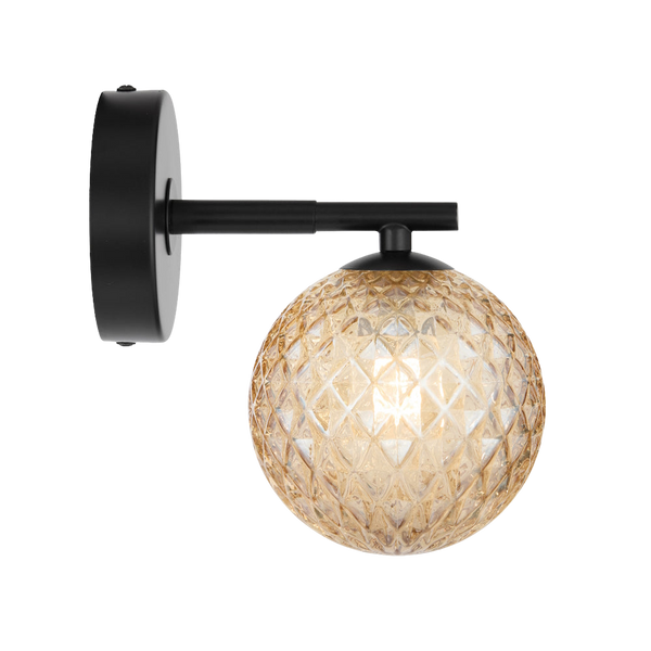 Telbix Felton 1 Light Wall Light Black Amber Tear