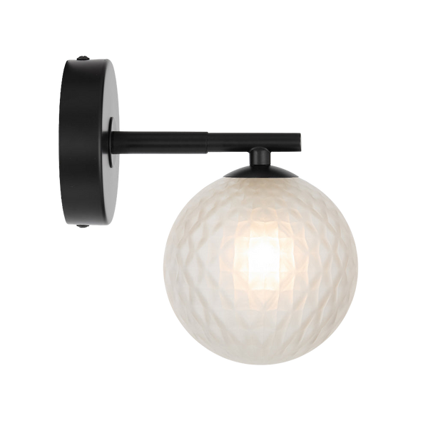 Telbix Felton 1 Light Wall Light Black Frost Tear