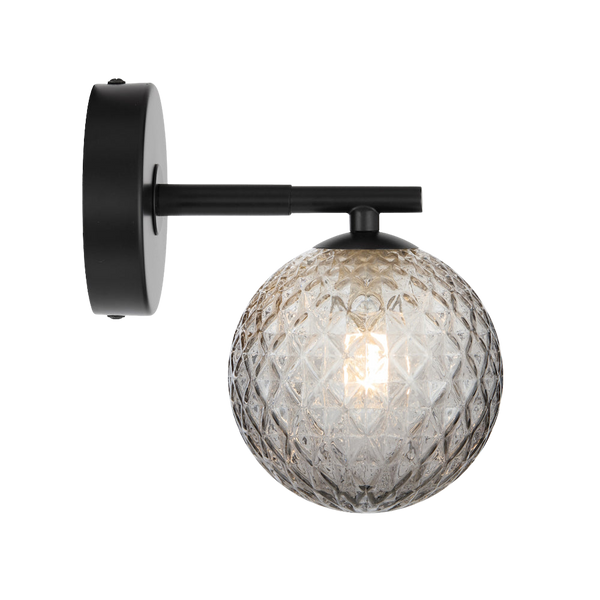 Telbix Felton 1 Light Wall Light Black Smoke Tear