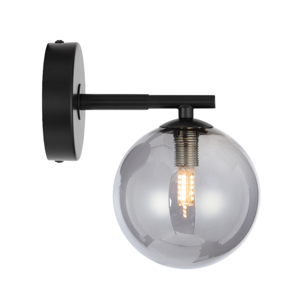 Telbix Felton 1 Light Wall Light Black Smoke