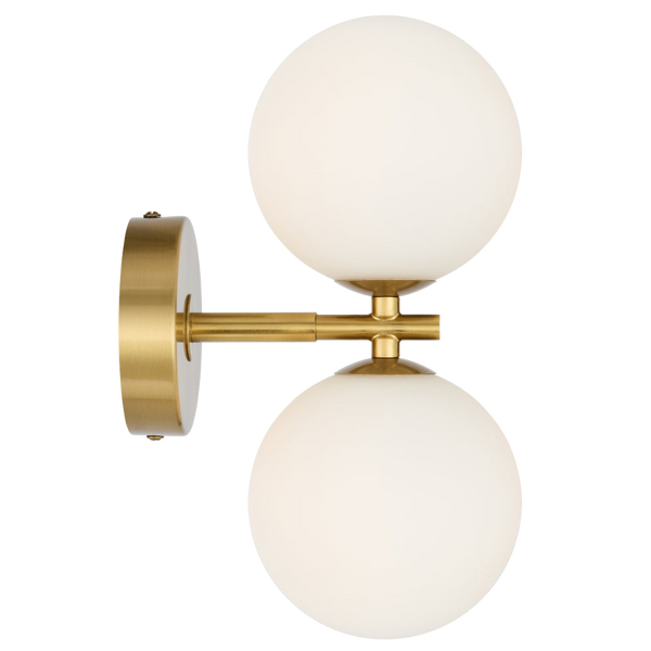 Telbix Felton 2 Light Wall Light Antique Gold Opal Matt