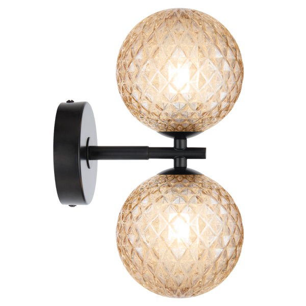 Telbix Felton 2 Light Wall Light Black Amber Tear