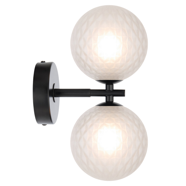 Telbix Felton 2 Light Wall Light Black Frost Tear