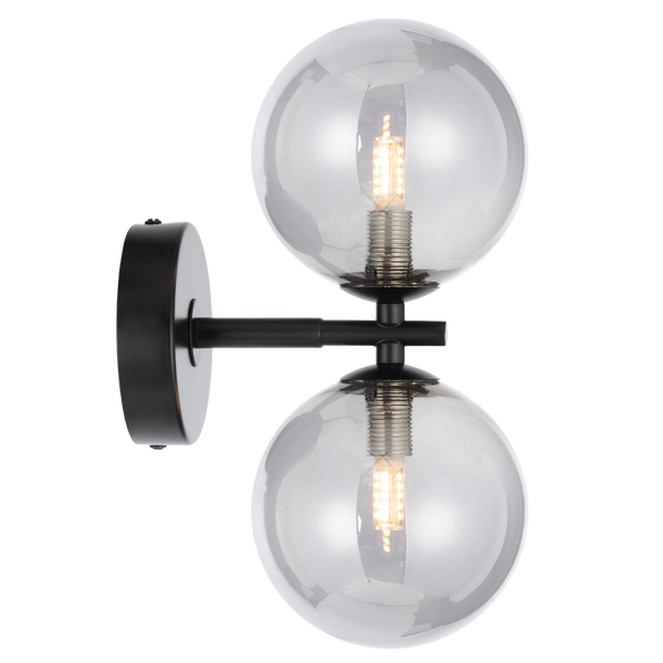 Telbix Felton 2 Light Wall Light Black Smoke
