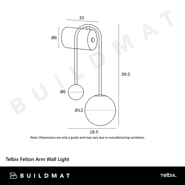 Telbix Felton Arm Wall Light Black Frost Tear