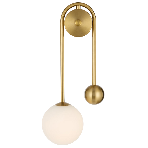 Telbix Felton Arm Wall Light Antique Gold Opal Matt