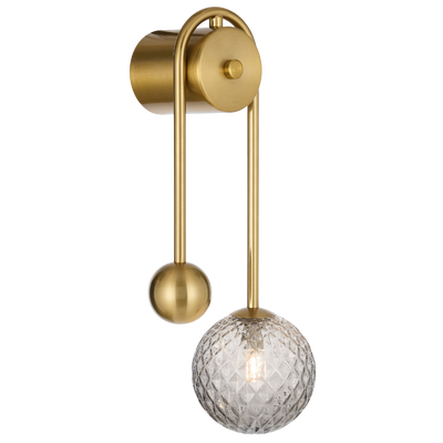 Telbix Felton Arm Wall Light Antique Gold Smoke Tear